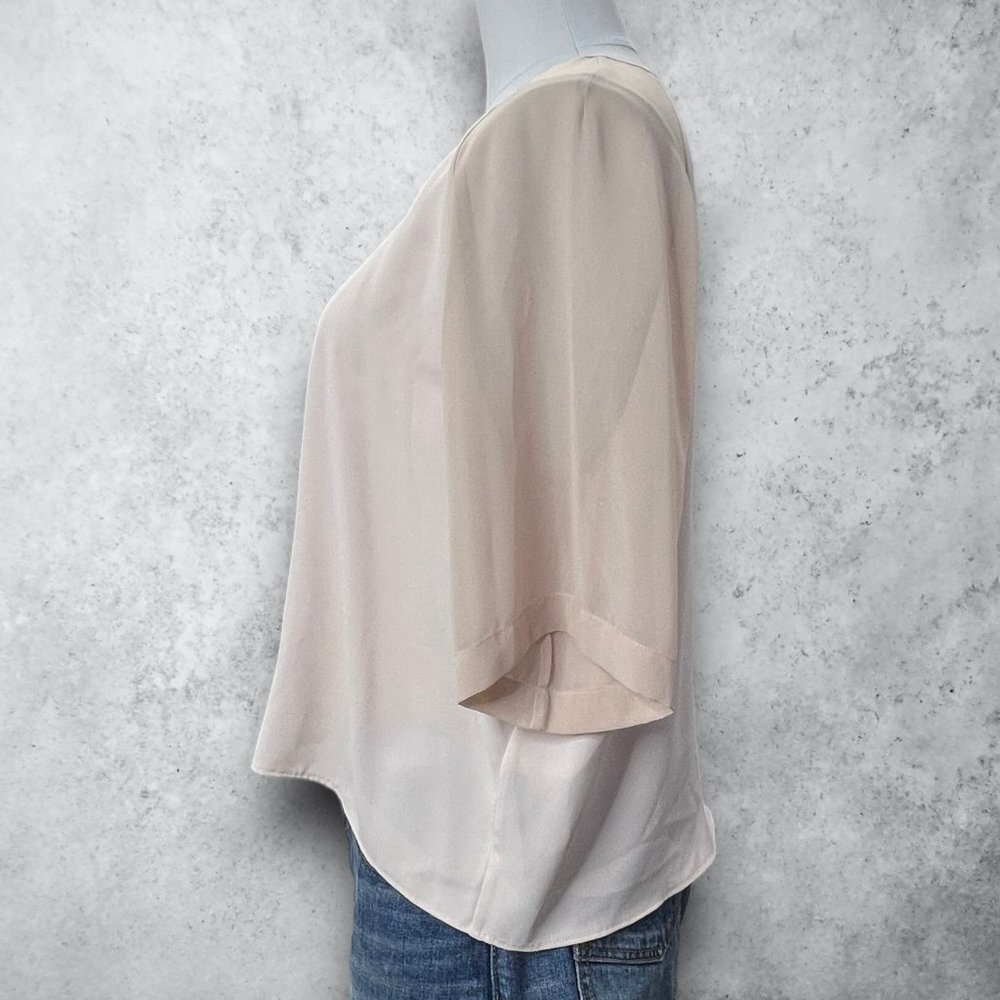 Allsaints Uma Top Womens Medium Beige Peach Boxy Chiffon Blouse - Picture 3 of 9